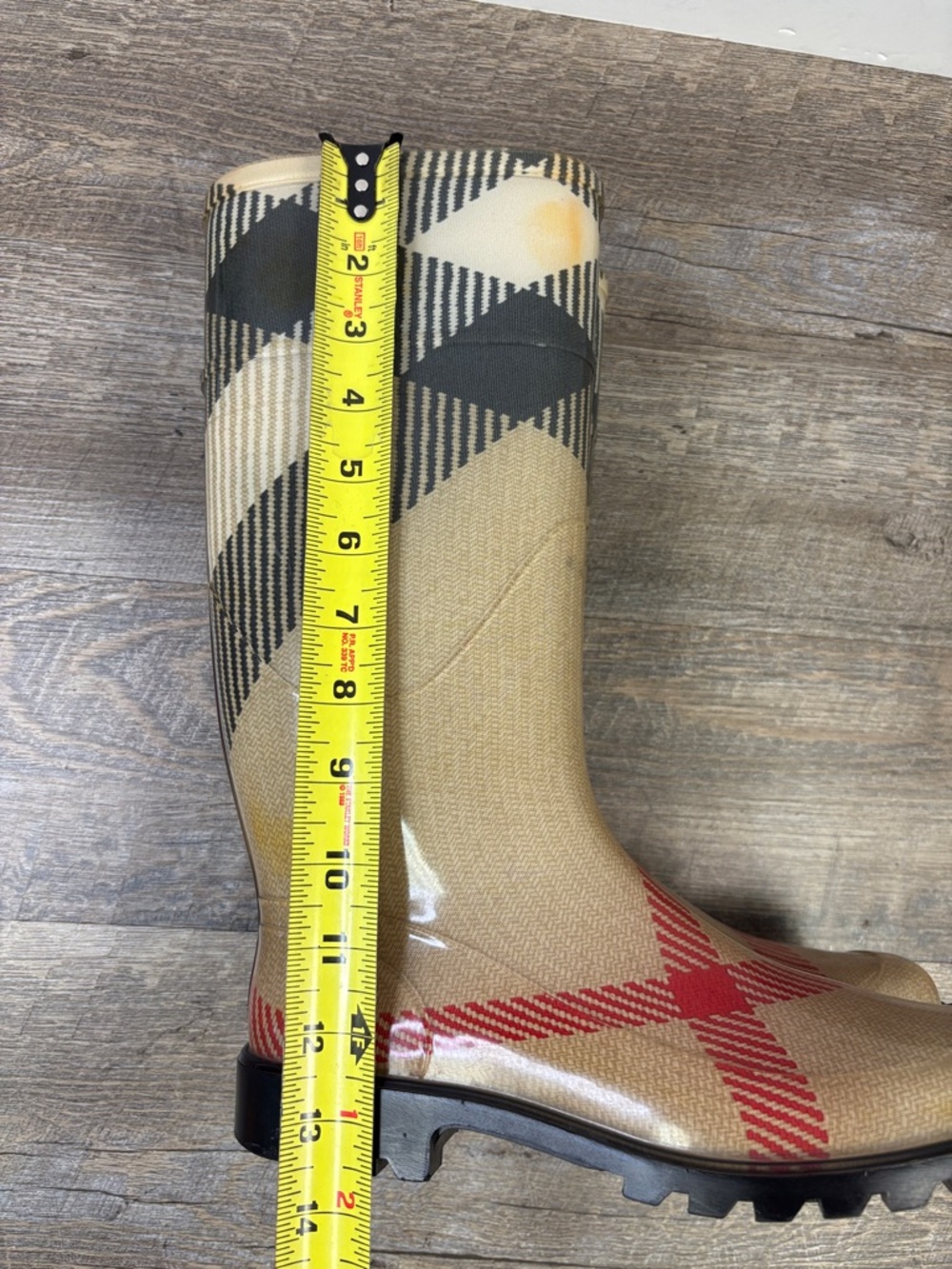 Burberry Rain Boots Nova Check Rubber Mid Calf Boots EU 38 US 7 Made in Italy - Picture 8 of 13